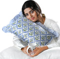 Ridhi Block Print Light Steel Blue 20"x12" Set 1-100% Cotton Ruffle Lumbar Sham Cover Boho Floral Pillowcase, Farmhouse Cottagecore…
