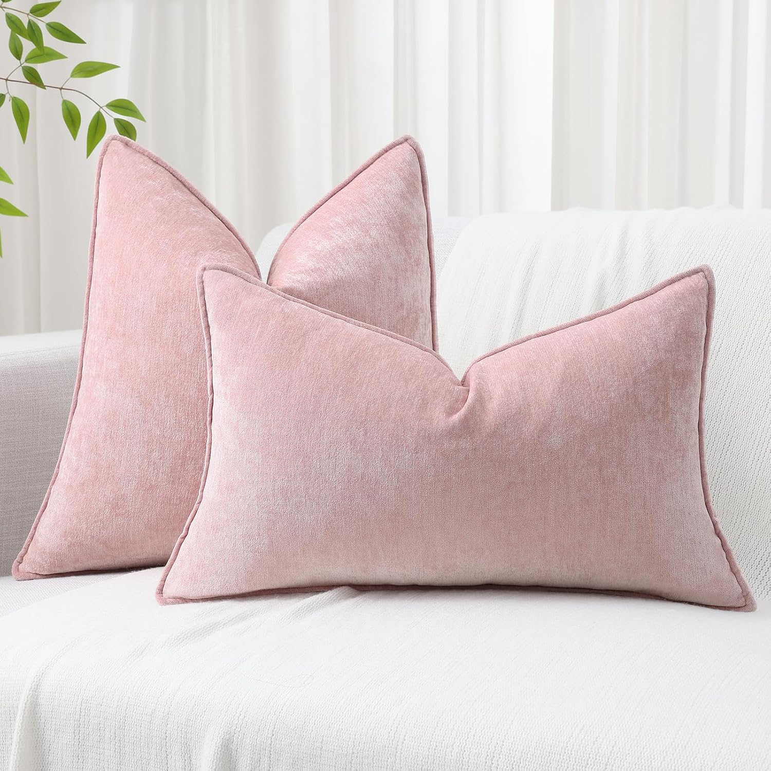 decorUhome Summer Couch Throw Pillow Covers 20x20 Set of 2, Decorative Soft Velvet Modern Cozy Chenille Pillow Cases with Elegant Design fo…