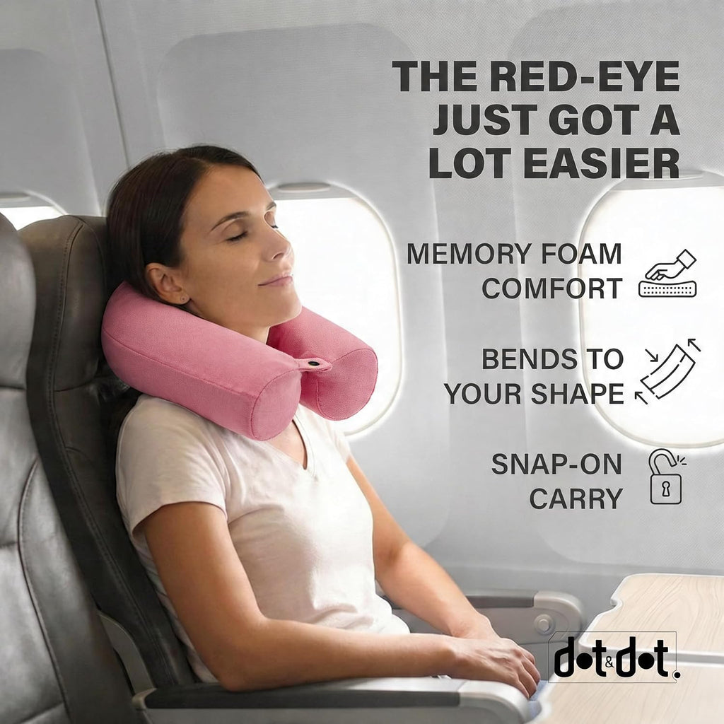 Dot&Dot Twist Memory Foam Travel Pillow for Airplanes - Neck Pillow for Sleeping - Airplane Pillow for Neck Support, Chin, Lumbar an…