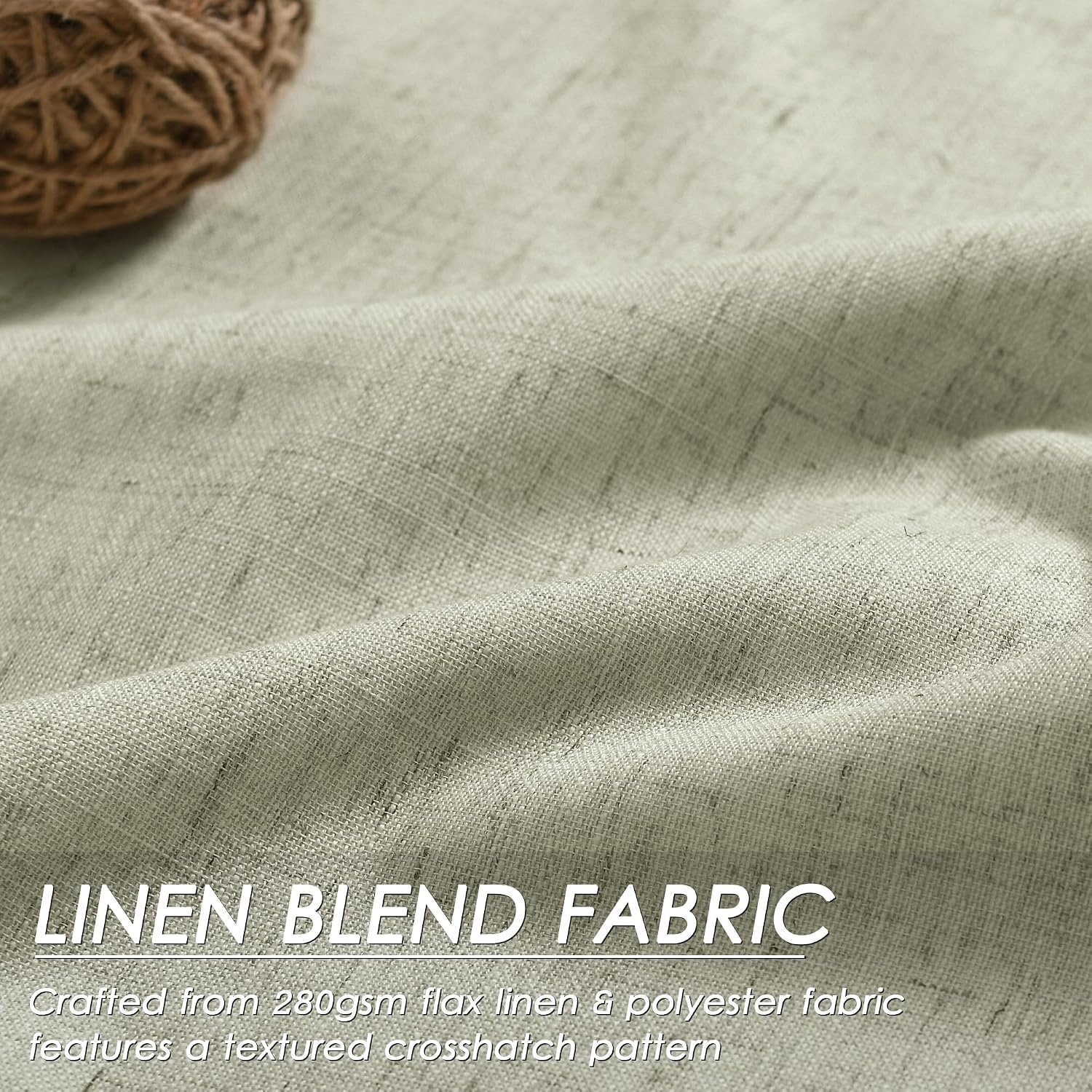 Nanspring Sage Green 100% Blackout Linen Curtains for Bedroom 120 Inches Long Back Tab Thermal Insulated Farmhouse Decor Coastal Black Out…