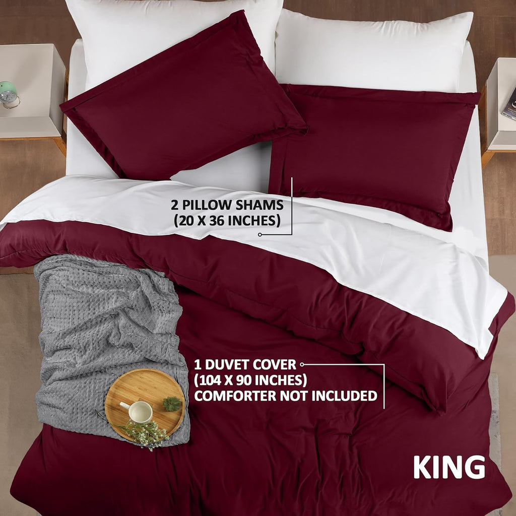 Utopia Bedding Duvet Cover King Size - 3 Piece with Zipper Closure - 1 Comforter Cover 104X90 Inches & 2 Pillow Shams 20X36 Inches…