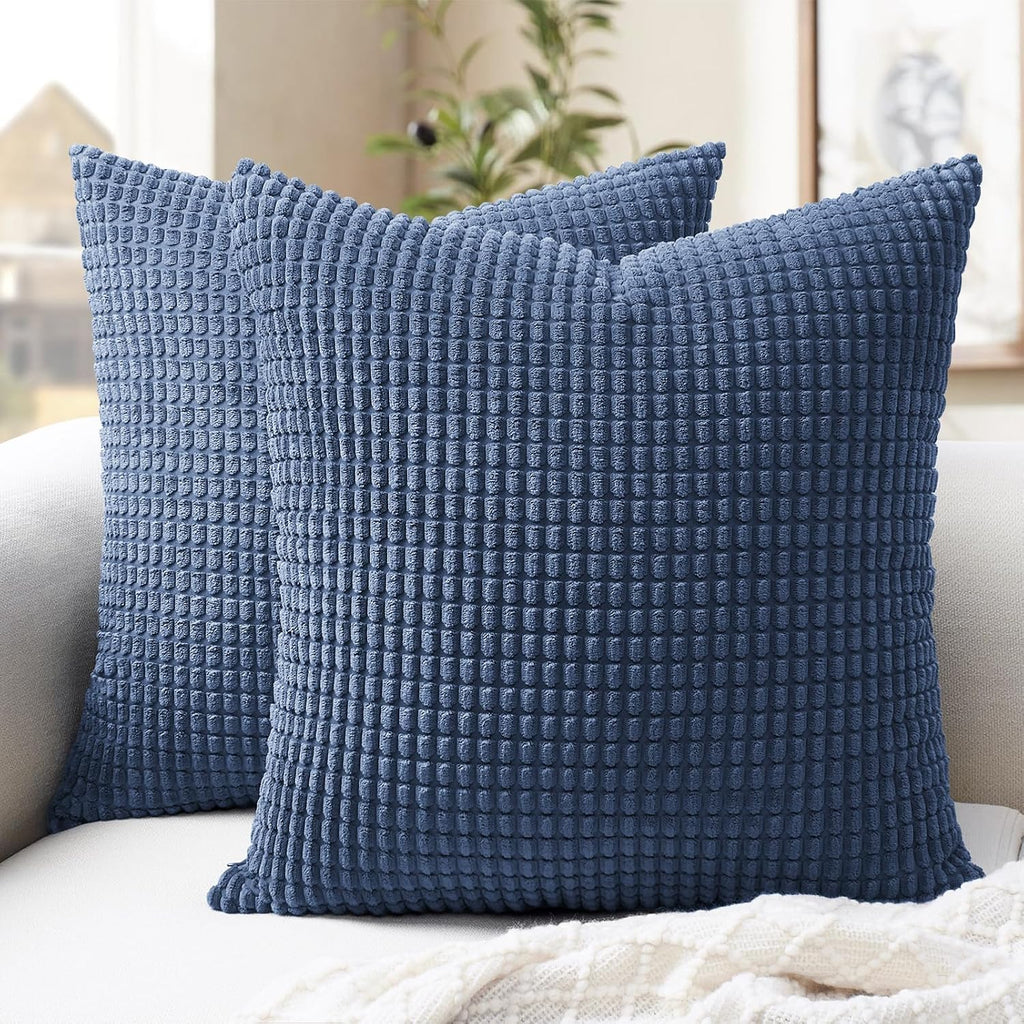 Softalker Throw Pillow Covers 20x20 Inch, Set of 2, Soft Corduroy Boho Stripe Decorative Pillow Cover, Couch Fluffy Pillow Cover for…