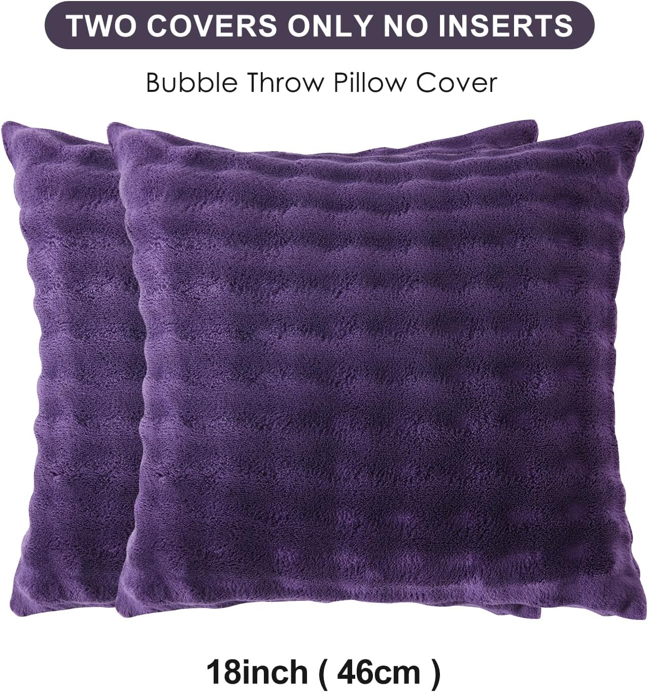 Sochow Decorative Throw Pillow Covers 18x18 Inches Set of 2, Soft Bubble Fleece Pillowcase Square Cushion Covers for Sofa Couch Bed, Auberg…