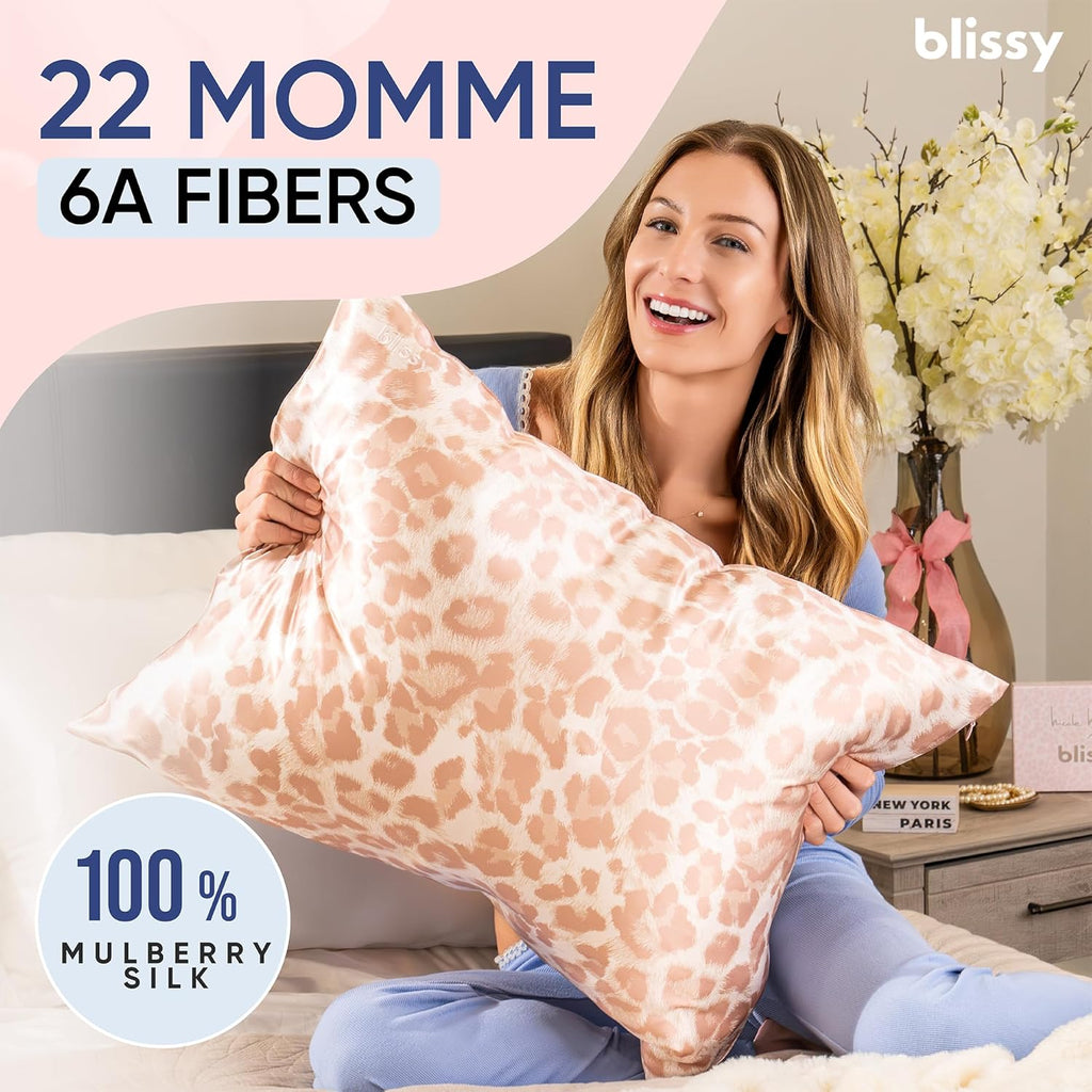 Blissy Silk Pillowcase - 100% Pure Mulberry Silk - 22 Momme 6A High-Grade Fibers - Silk Pillow Cover for Hair & Skin - Regular, Queen &…