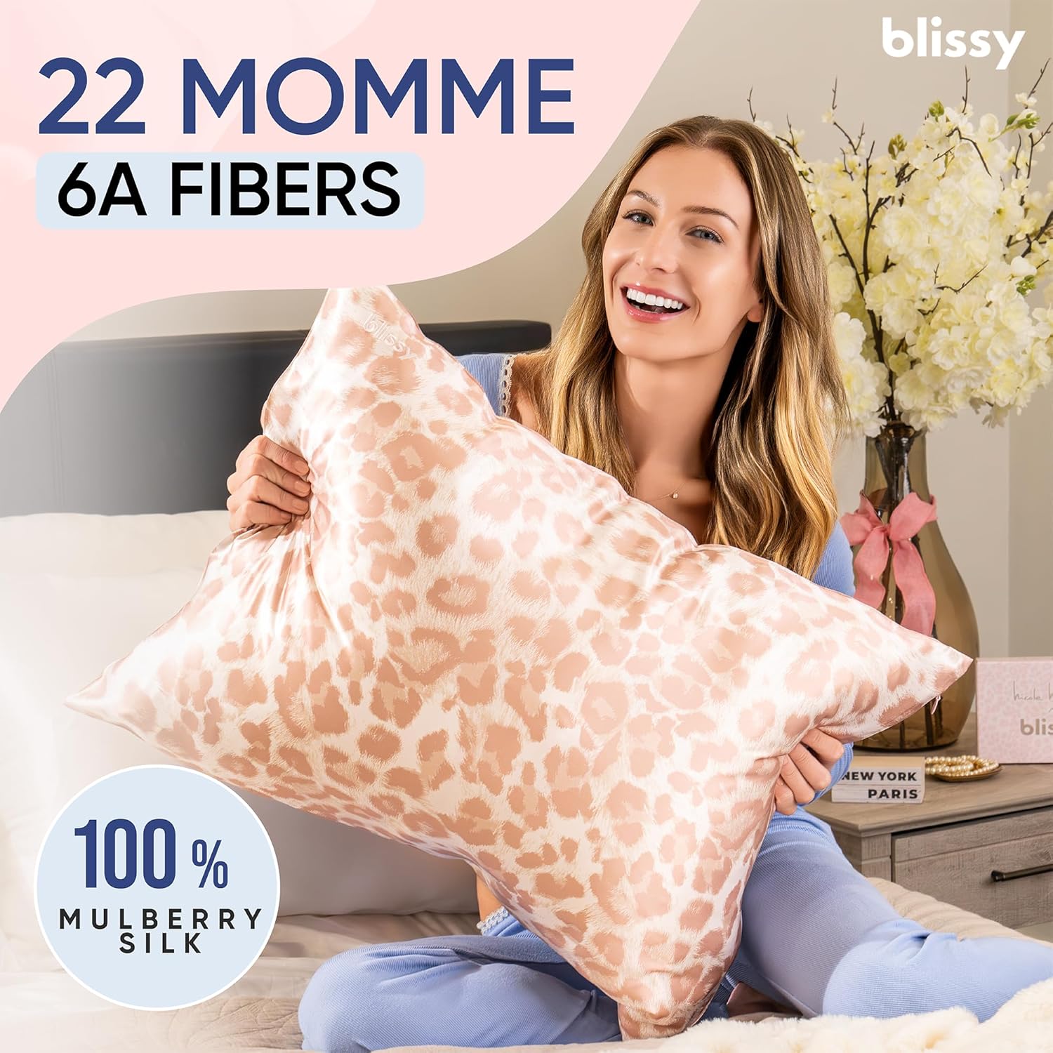 Blissy Silk Pillowcase - 100% Pure Mulberry Silk - 22 Momme 6A High-Grade Fibers - Silk Pillow Cover for Hair & Skin - Regular, Queen &…