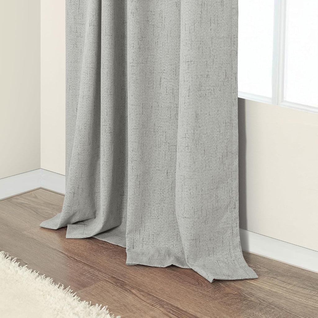 Pitalk 54 Inch Curtains 2 Panel Set 100% Blackout Linen Textured Room Darkening Thermal Insulating Curtain for Bedroom Winter Summer Heat B…