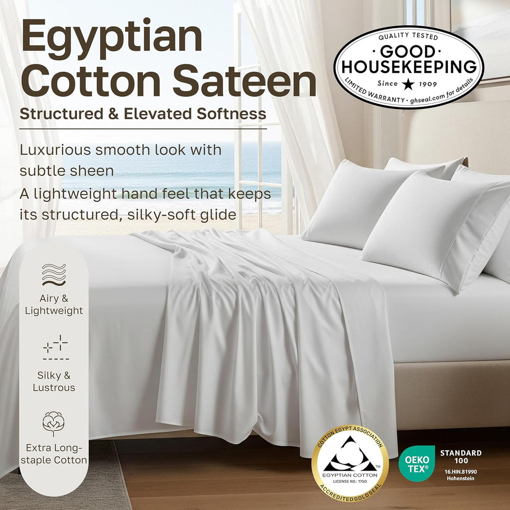 CaliforniaDesignDen California Design Den 100% Egyptian Cotton King Size Pillow Cases Set of 2 - Soft Sateen Weave, Breathable, Fits King S…