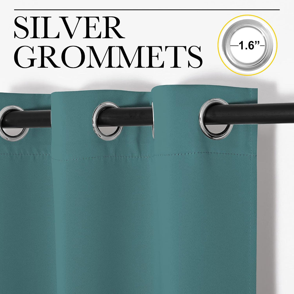 NICETOWN Bedroom Curtain Panels Blackout Draperies, Thermal Insulated Solid Grommet Blackout Curtains/Drapes (Sea Teal, One Pair, 34 by…