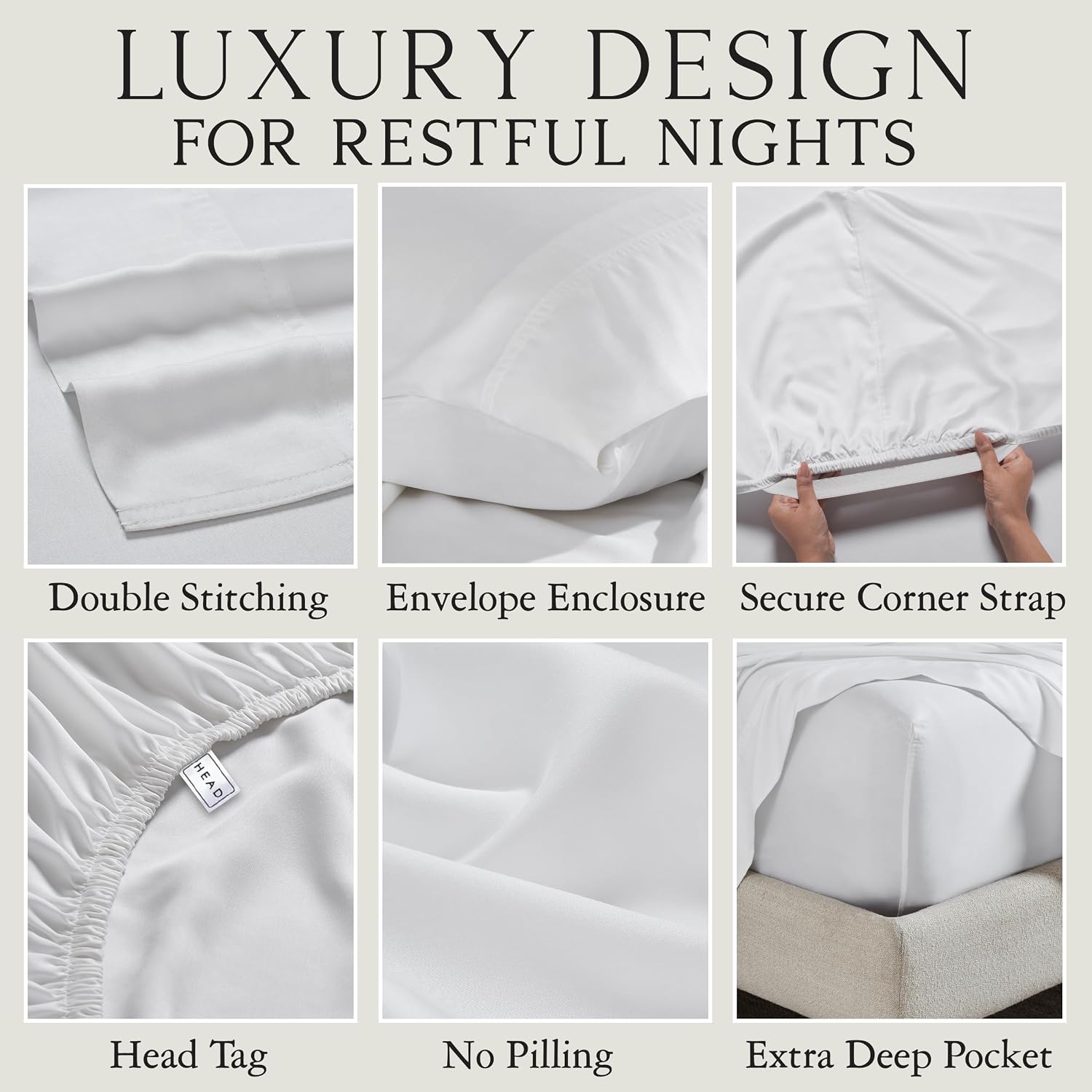 KARISSA MAE 7 Piece Pure Viscose from Bamboo Split King Size Sheet Set | 100% FSC Certified | Luxuriously Soft | Cooling | 18" Deep…