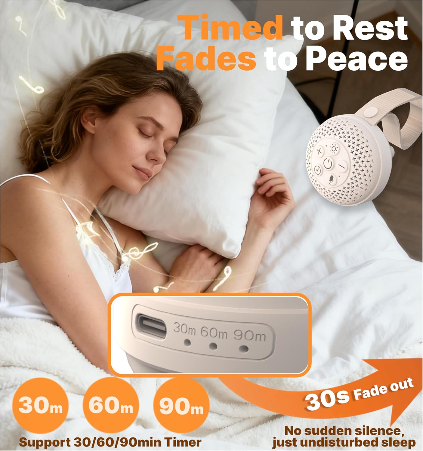 Watfal White Noise Machine with 16 Soothing Sounds and Voice Recording, Portable Sleep Sound relaxation with 3 Night Lights, Rechargeable…