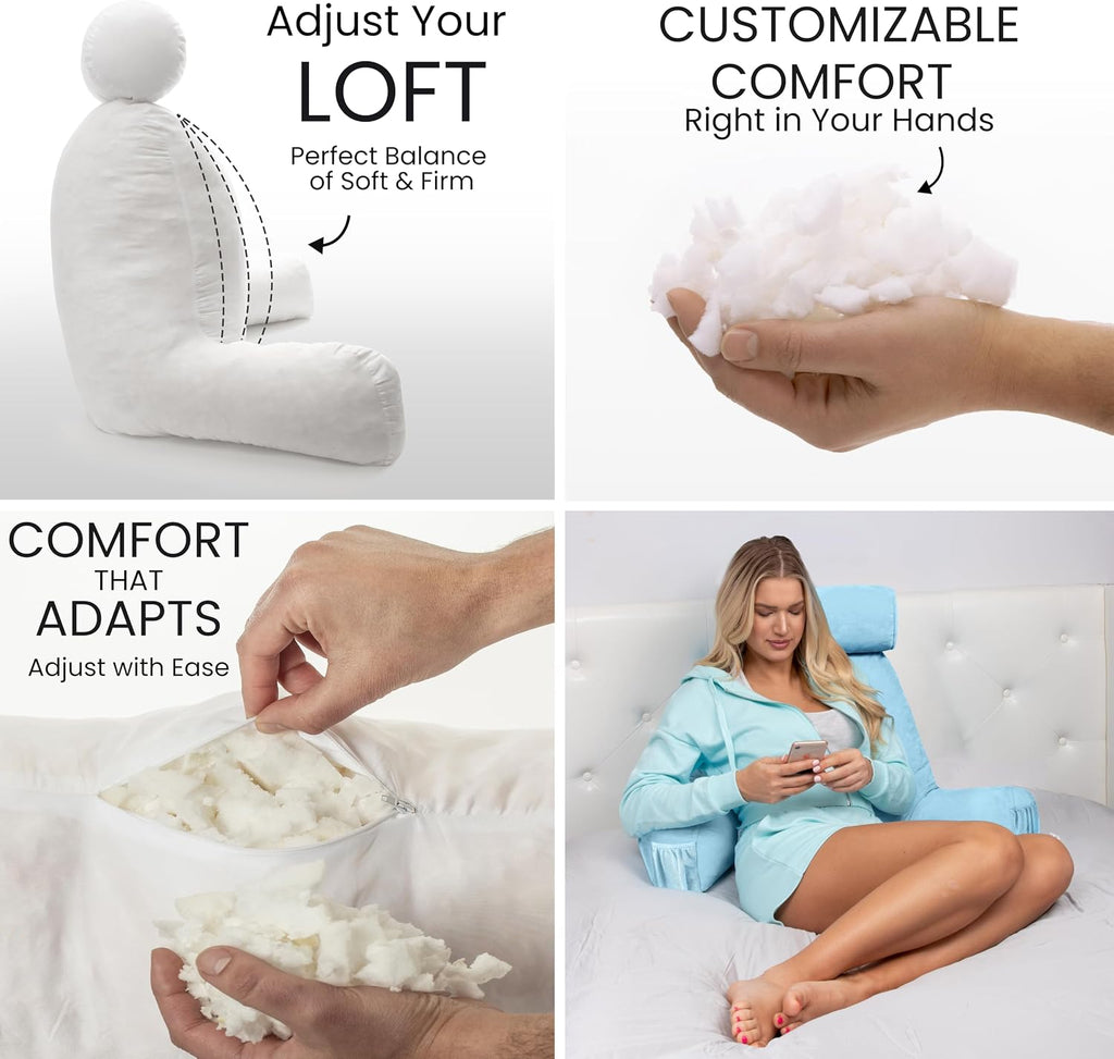 HusbandPillow Husband Pillow Medium Reading Pillow with Arms - 23" Backrest for Sitting Up in Bed - Firm Support Bed Rest Pillow for Adults…