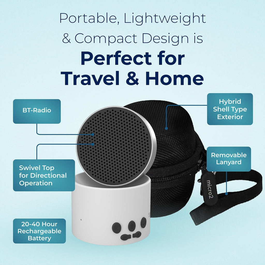 Adaptive Sound Technologies LectroFan Micro2 & Carrying Case for LectroFan Micro2 - Portable Bluetooth Speaker - Compact Sound Machine…