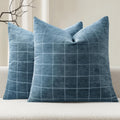 Miulee Decorative Chenille Check Throw Pillow Covers Vintage Plaid Couch Pillows 20x20 Inch Set of 2 Neutral Boho Farmhouse Cushion Covers…