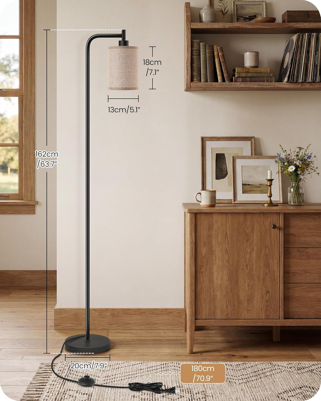 Dimmable Floor Lamp for Living Room with Remote and Foot Switch, Modern Standing, Corner Lamp,10W Bulb 3 Color Temperatures, for Bedroom…