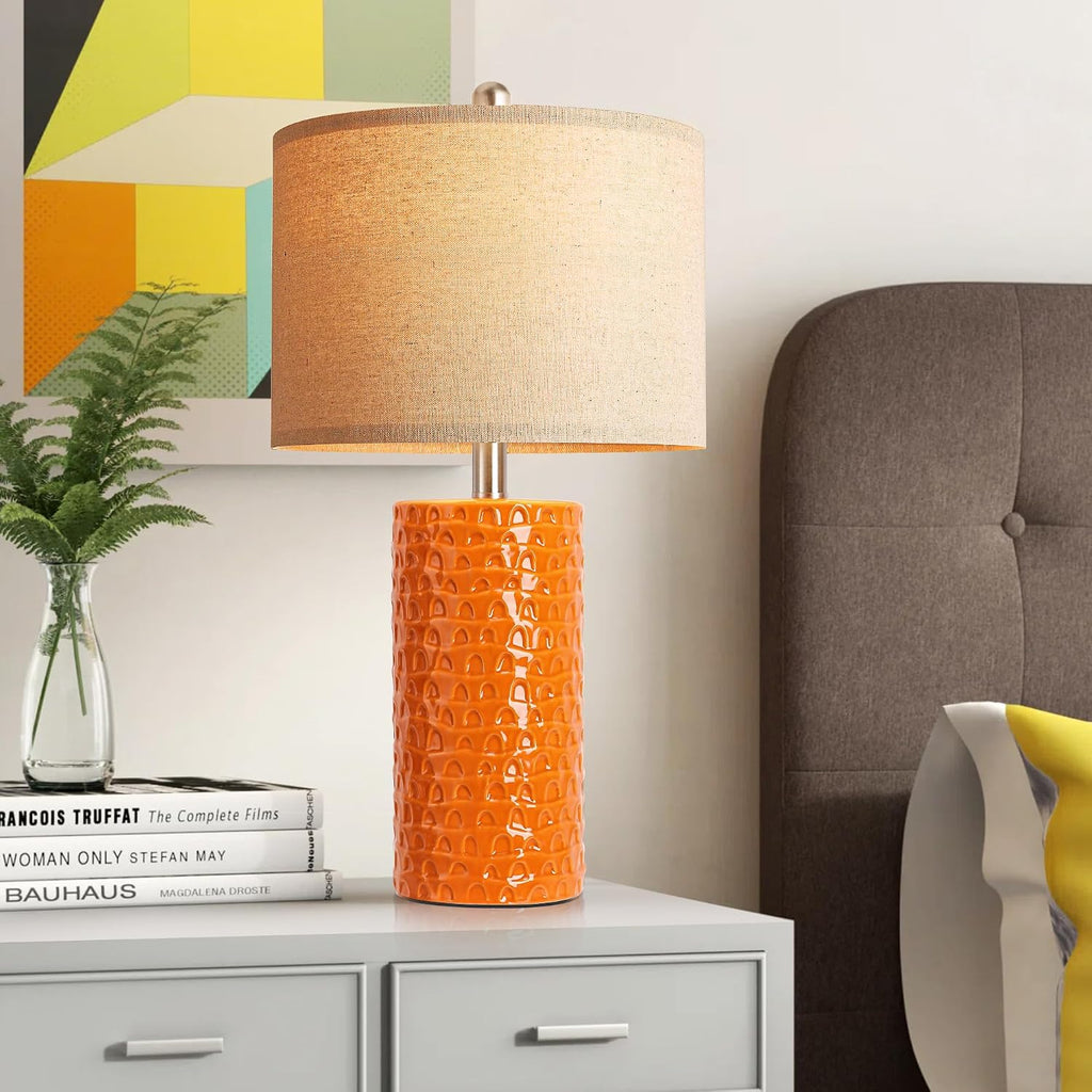 PARTPHONER 23" Modern Ceramic Table Lamp Set of 2, Table Lamps for Living Room, Rustic Farmhouse Bedside Lamps Nightstand lamp for…