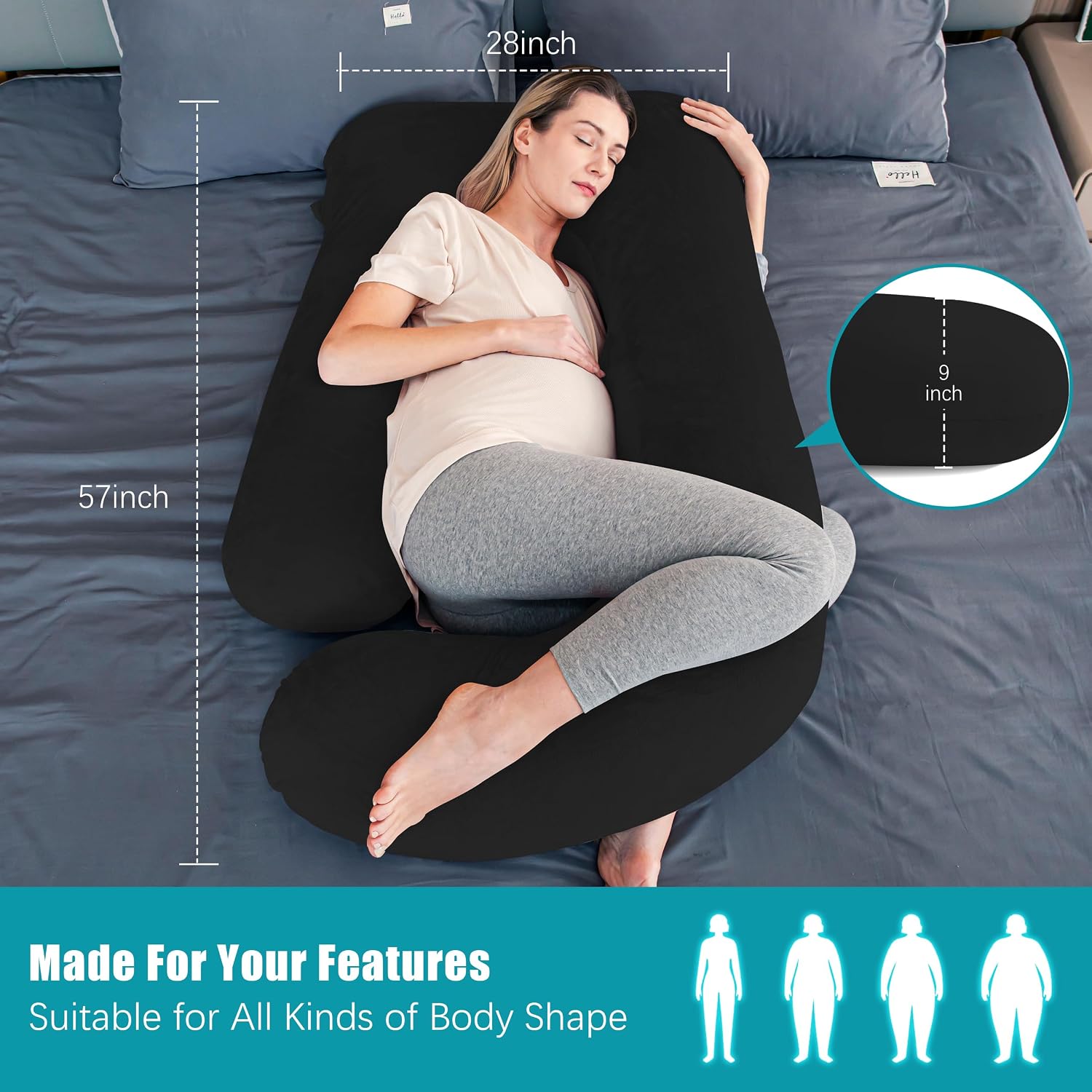 Cute Castle Pregnancy Pillows, Soft U-Shape Maternity Pillow with Removable Cover - Full Body Pillows for Adults Sleeping - Pregnancy…
