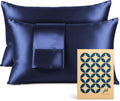 PureBedding Pure Bedding Satin Pillowcase 2 Pack - King Size (20"x40", Midnight Blue) - Silky Pillow Cases for Hair and Skin - Satin Pillow…