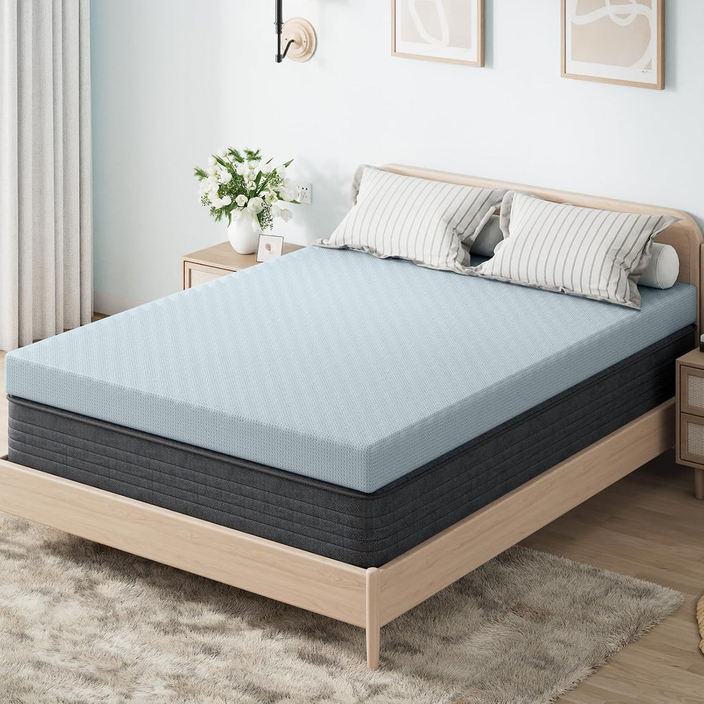 OhGeni 3 Inch King Memory Foam Mattress Topper Pad with Cover, Egg Crate Foam with Anti-Slip Base, Enhanced with Cooling Gel, Comfort for S…