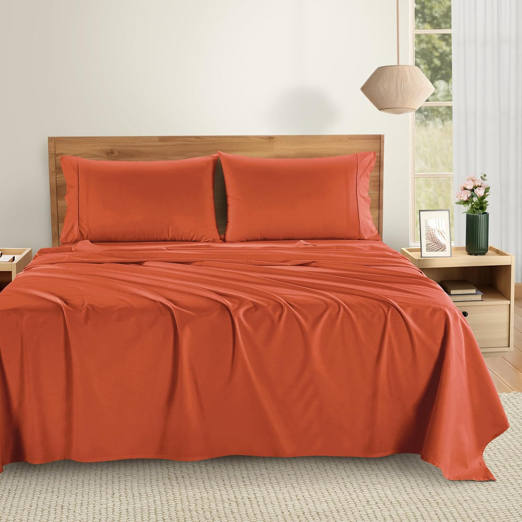 Casa Platino 100% Cotton Sheets Twin XL Size Set - 4 Pieces (1 Flat, 1 Fitted, 2 Pillowcases) - Soft, Breathable & Cooling Percale Bed…