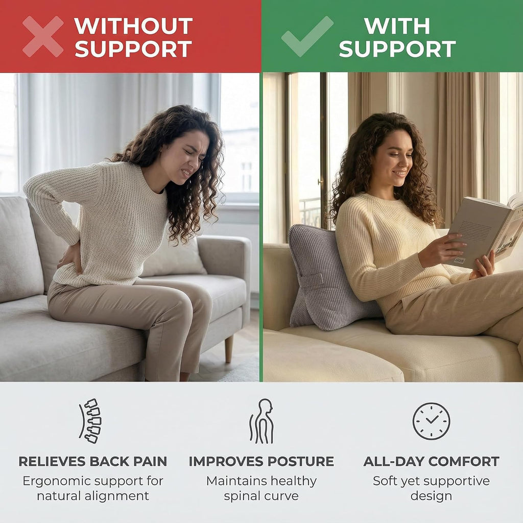 Ailuteie Pat. Pend. Corduroy Lumbar Support Pillow for Watching TV, Reading & Gaming, Triangle Cushion for Sofa, Armchair, Couch or Bed, Re…