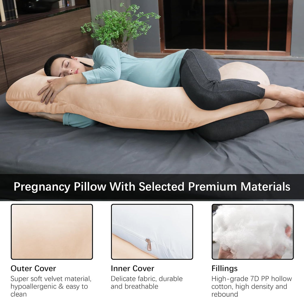 Moonpark MOON PARK Pregnancy Pillows for Sleeping - U Shaped Full Body Maternity Pillow with Removable Cover - Support for Back, Legs, Bell…