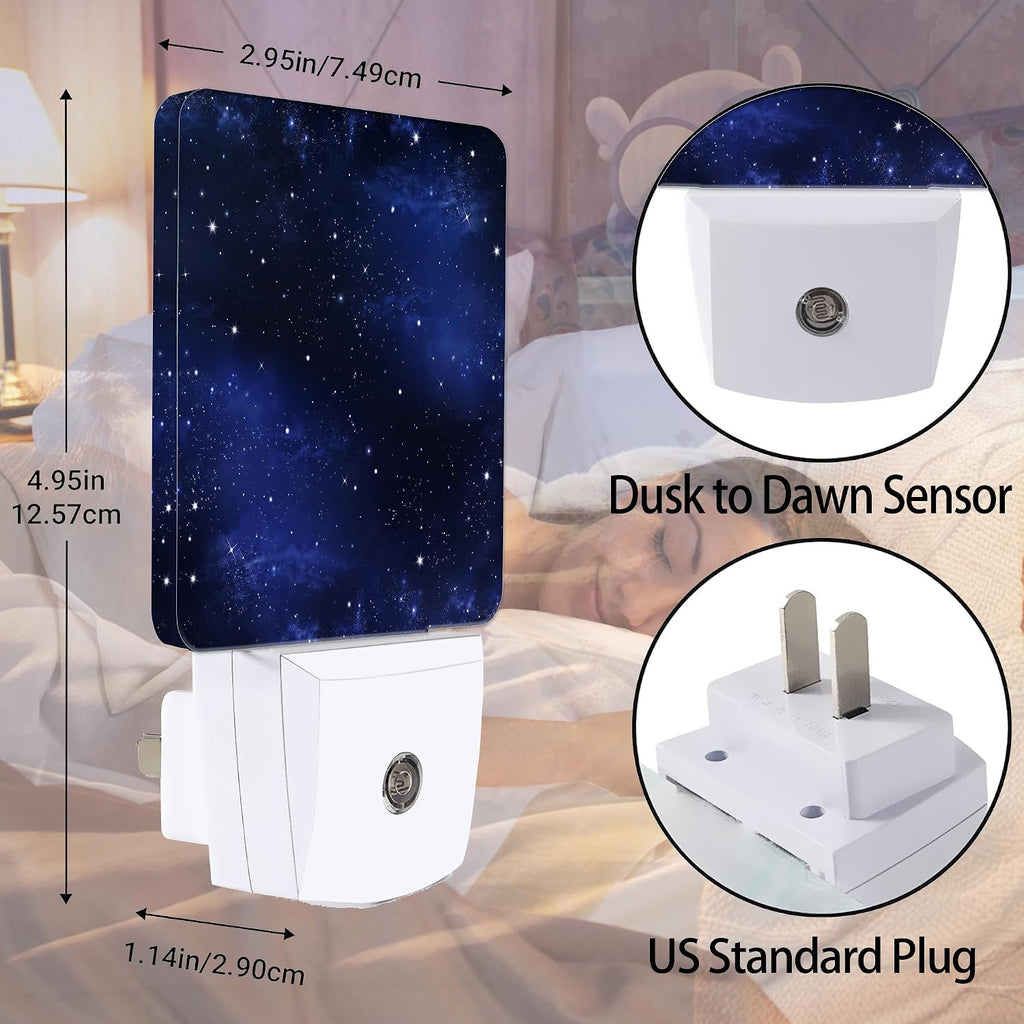 Night Sky Stars Night Light, Deep Space Plug into Wall with Dusk to Dawn Light Sensors, Warm Nightlights for Bedroom, Bathroom, Hallway…
