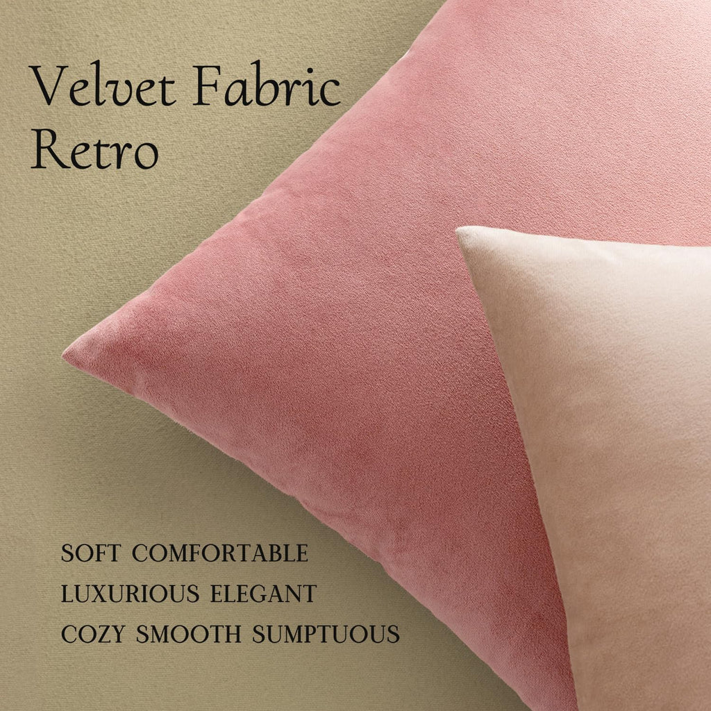 Miulee Velvet Throw Pillow Covers 20x20 Inch, Pack of 2 - Dusty Pink, Soft Solid Decorative Pillow Covers Cushion Cases Modern Luxury Home…
