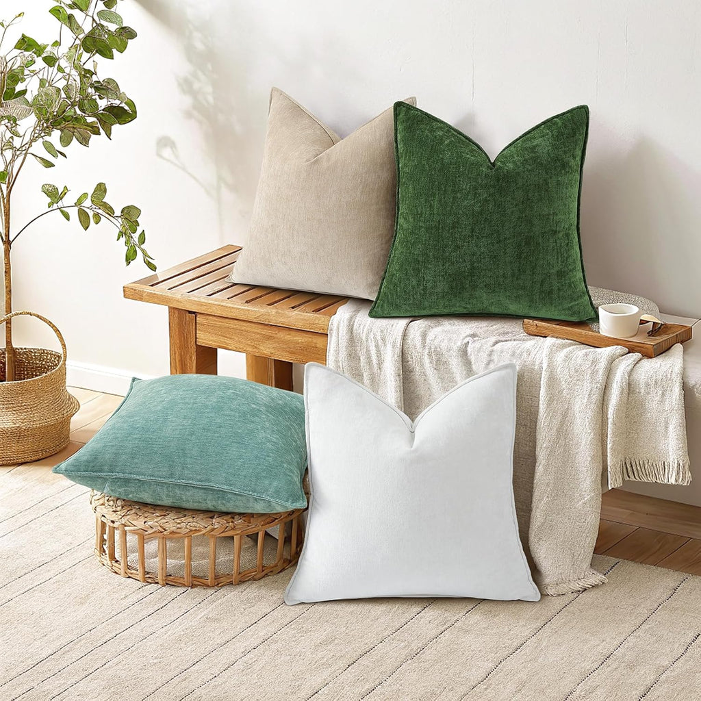 decorUhome Summer Couch Throw Pillow Covers 12x20 Set of 2, Decorative Soft Velvet Modern Cozy Chenille Lumbar Pillow Cases with Elegant De…