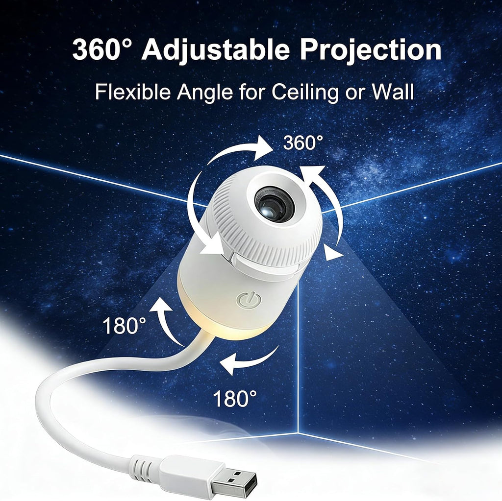 Galaxy Starry Sky Night Light Projector, 2-in-1 Portable with 12 Projection Films, 360° Adjustable Brightness Control Eye‐Caring LED…
