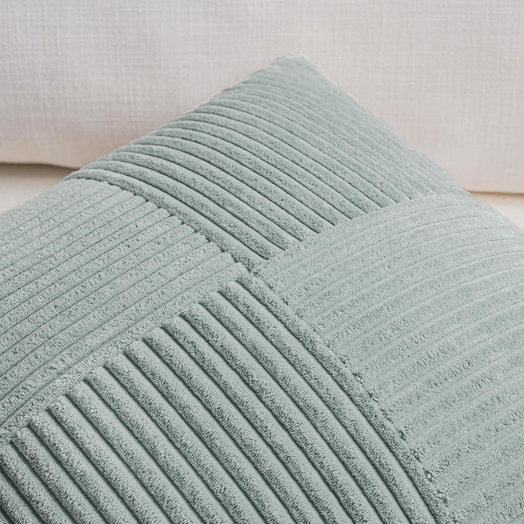 Fancy Homi 2 Packs Grey Blue Decorative Throw Pillow Covers 18x18 Inch for Couch Bed Sofa, Rustic Boho Farmhouse Home Decor, Soft Corss…