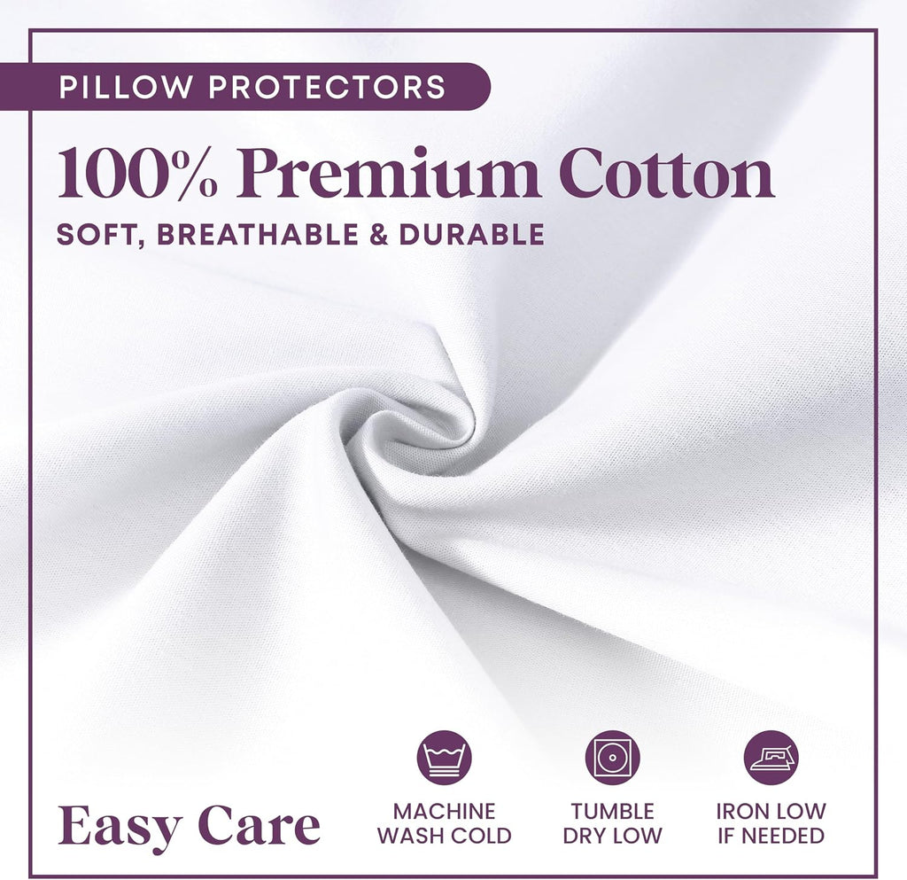 CirclesHome Pillow Protectors 4 Pack Standard Zippered - 100% Cotton Breathable Pillowcases - Protects Pillows from Dirt, Dust and Debri…