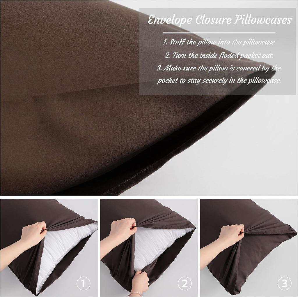 Ntbay Body Pillow Cases Set of 2, 2 Pack Brushed Microfiber 20x54 Inches, Soft, Wrinkle, Fade, Stain Resistant Dark Brown Pillow Cases with…