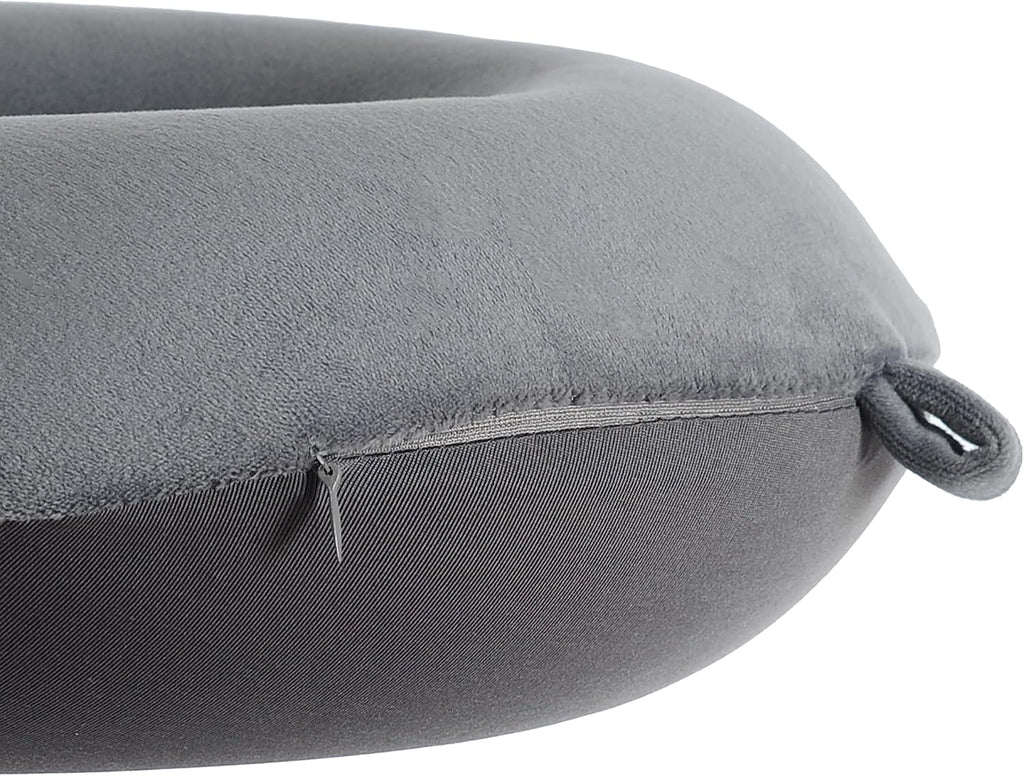 Travel Neck Pillow, Top Memory Foam Pillow for Head Support, Ideal for Airplanes, Cars, and Home Recliners, Adjustable and Soft (Grey)