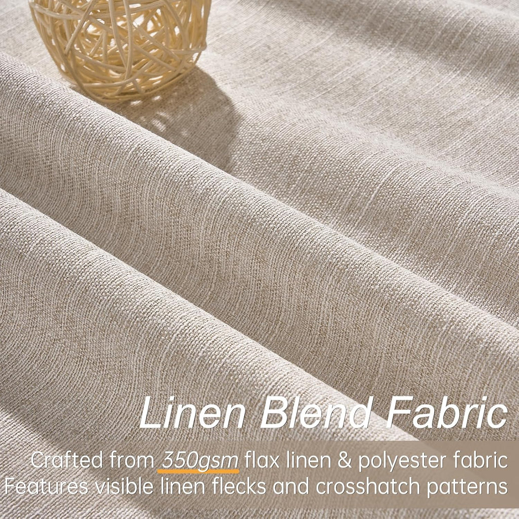 Topfinel 95 Inches Long Blackout Natural Linen Curtains for Bedroom Rustic Brown Pinch Pleat Sound Blocking Curtains Boho Farmhouse Lined D…