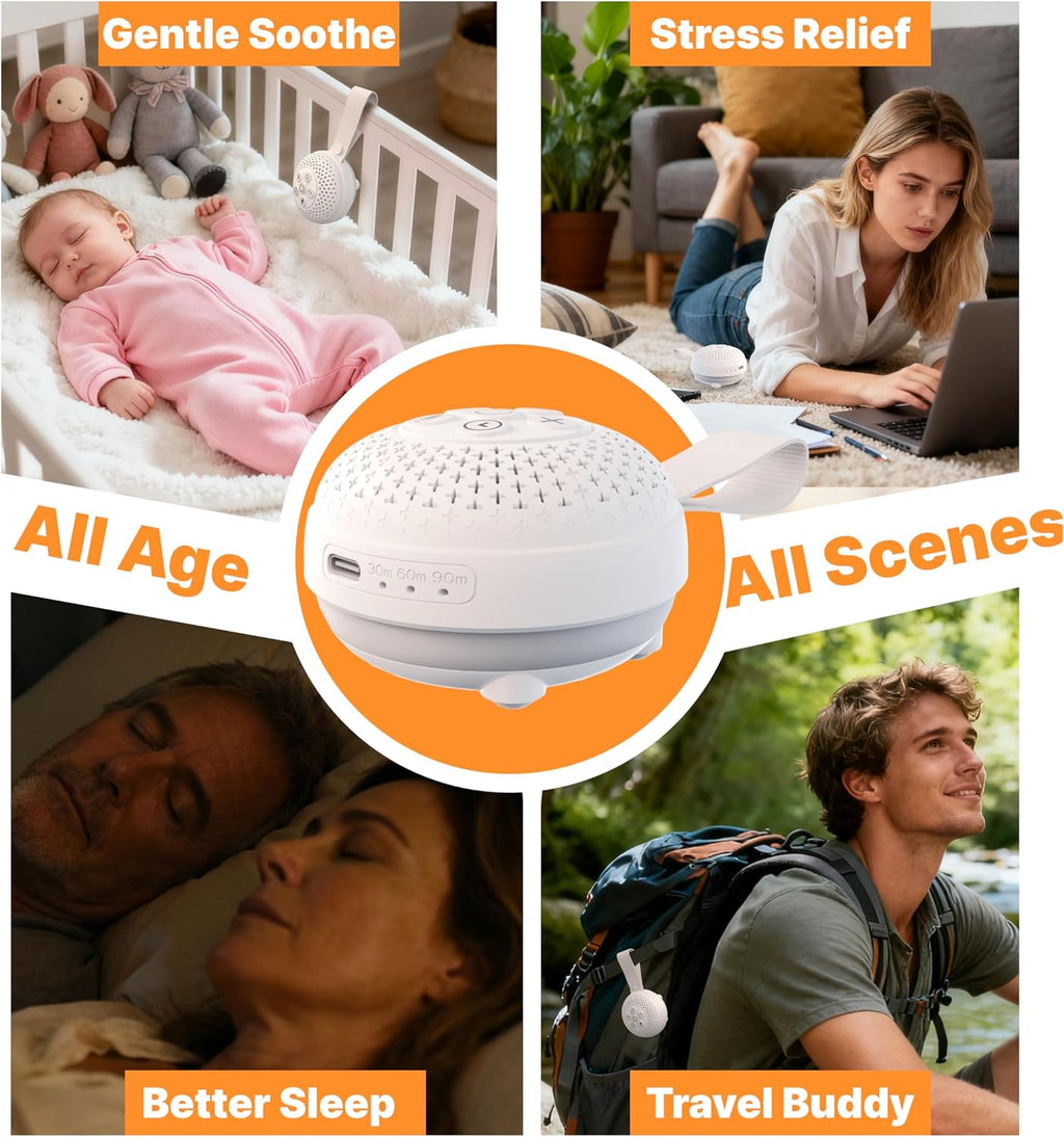 Watfal White Noise Machine with 16 Soothing Sounds and Voice Recording, Portable Sleep Sound relaxation with 3 Night Lights, Rechargeable…