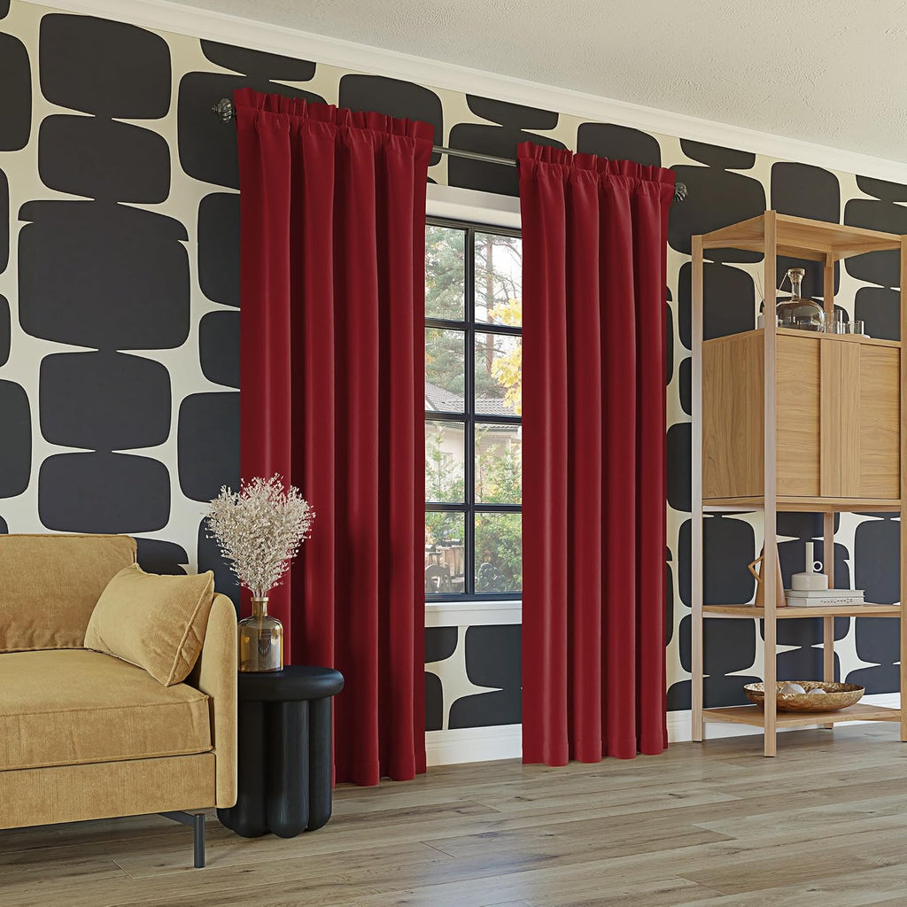 Sun Zero Oslo Theater Grade Extreme 100% Blackout Rod Pocket Curtain Panel, 52" x 84", Holiday Red