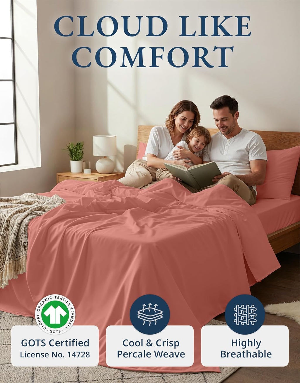 LaneLinen LANE LINEN 100% Organic Cotton Queen Sheets, reusable Mercerized Cotton Fully Elasticized Bedding Sheets & Pillowcase Set, Lo…