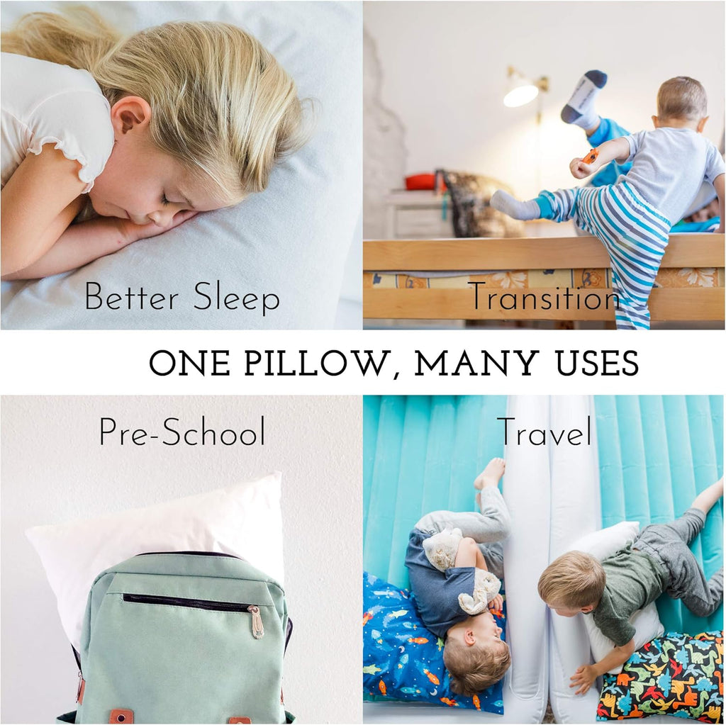 LittleSleepyHead Toddler Pillow 13x18 for Sleeping – Kids Pillow for Toddler Bed, Travel, Daycare & Preschool – Soft Hypoallergenic Cotton…