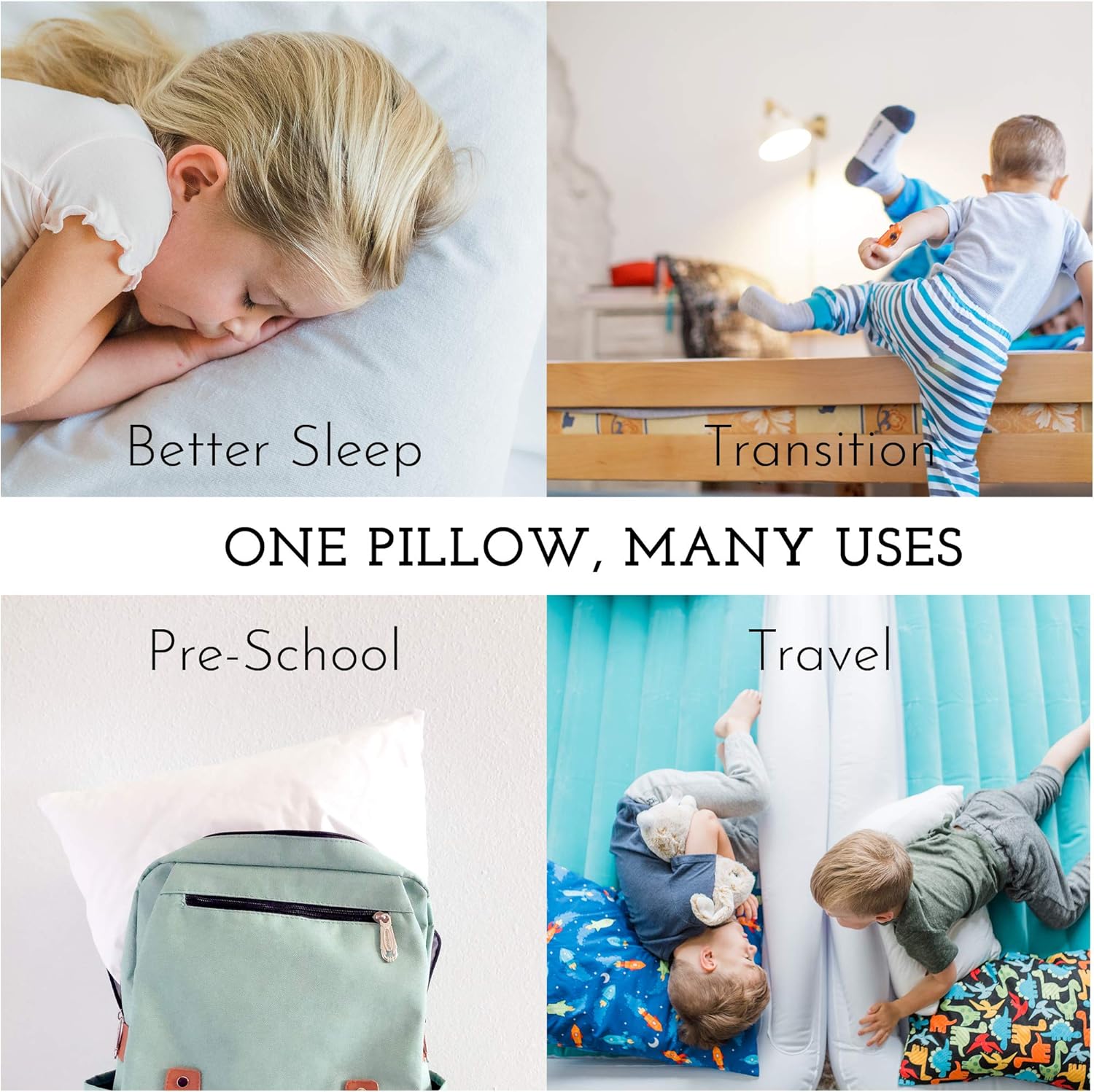 LittleSleepyHead Toddler Pillow 13x18 for Sleeping – Kids Pillow for Toddler Bed, Travel, Daycare & Preschool – Soft Hypoallergenic Cotton…