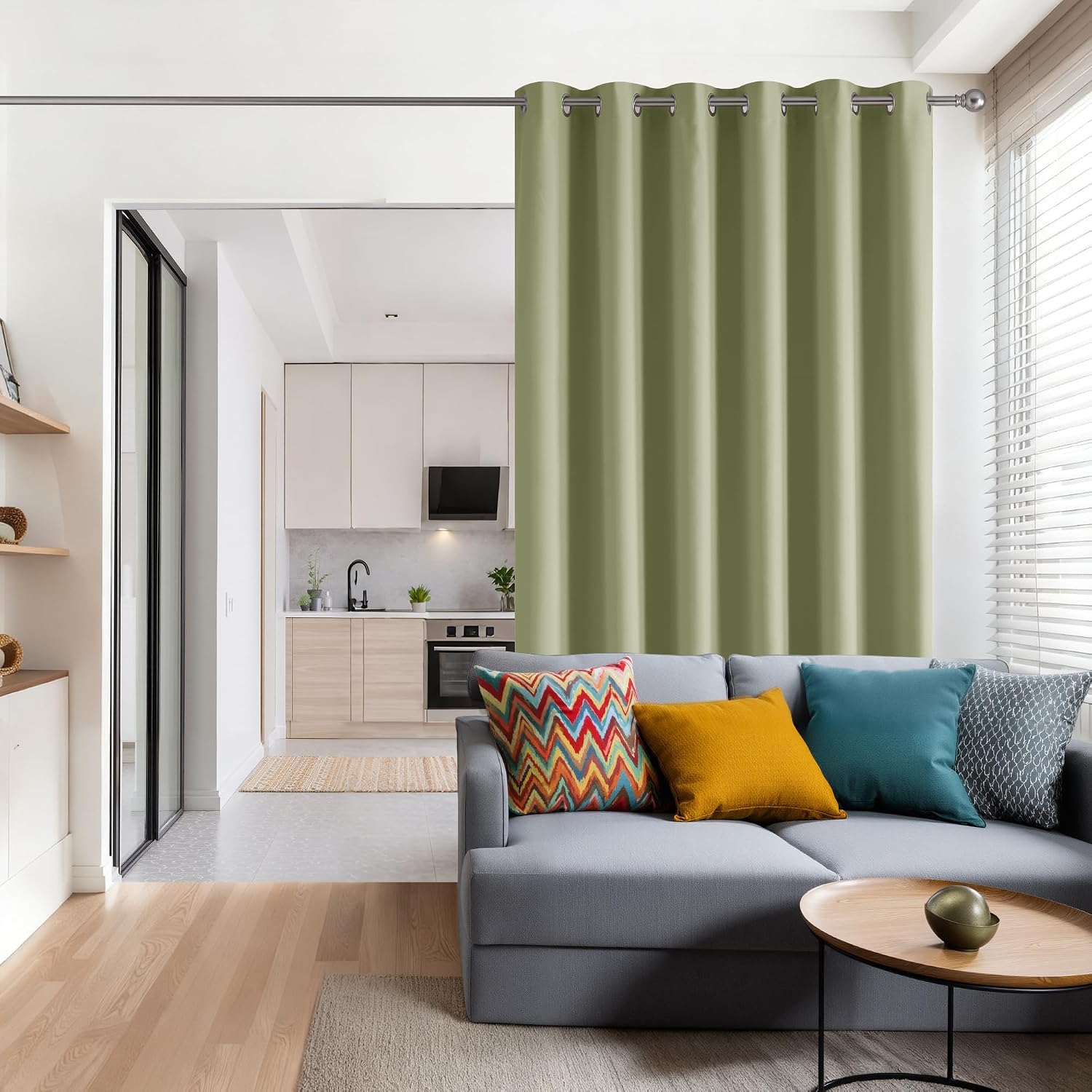 Rybhome RYB HOME Blackout Thermal Insulated Curtains, Portable Curtain for Sliding Glass Door/Storage/Space Room Divider, Large Window Trea…