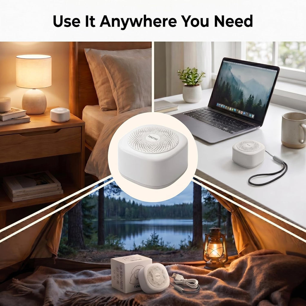 TXNZYSS White Noise Machine Mini for Travel, Small Sound Machine for Adults, Baby, Pet 10 Soothing Sounds,4 Timers, Battery Sleep Mach…