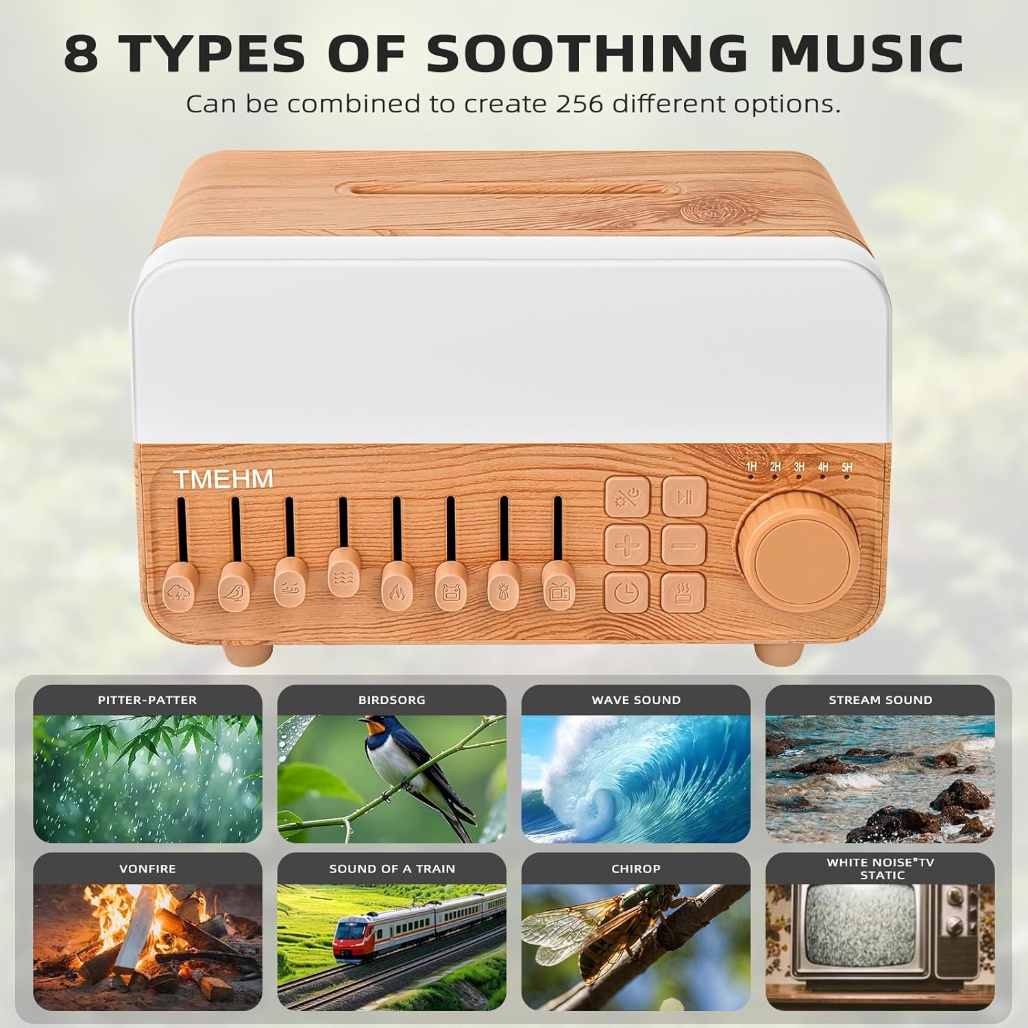 TMEHM 4-in-1 Sleep Sound Machine with White Noise & 8 Nature Sounds, Bluetooth Speaker, Night Light & Aroma Diffuser with Timer for Baby…