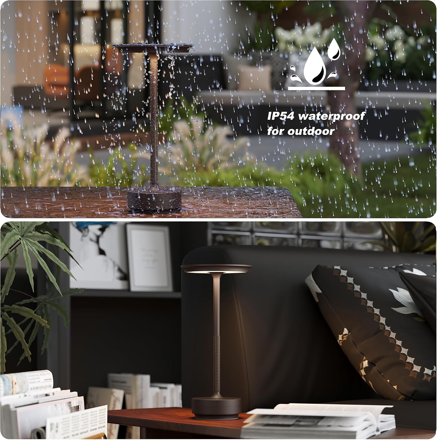 1 Pack Rechargeable Table Lamps Cordless, Portable 5000mAh Outdoor Table Light, 3 Color Stepless Dimming LED Table Lamp with Memory…