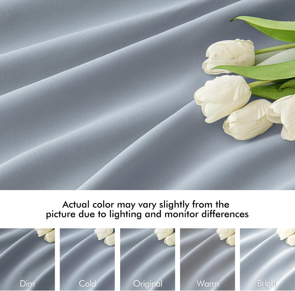 Miulee Light Blue Back Tab Blackout Curtains 84 Inch Length 2 Panels Set for Living Room Bedroom Privacy, Rod Pocket/Pinch Pleat Thermal In…