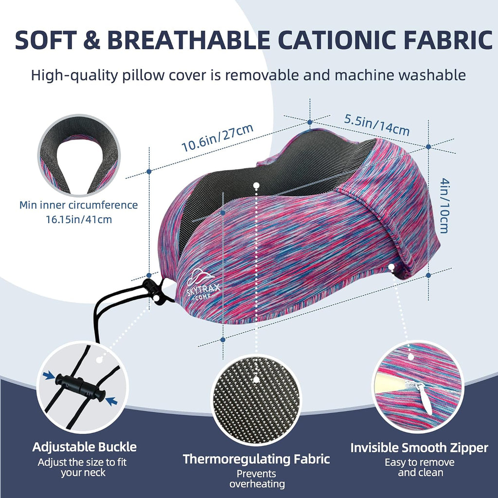 Travel Pillow with Extra Large Hood for Airplane Long Flights Privacy and Comfort Memory Foam with Skin-Friendly Cover for Road Trip…