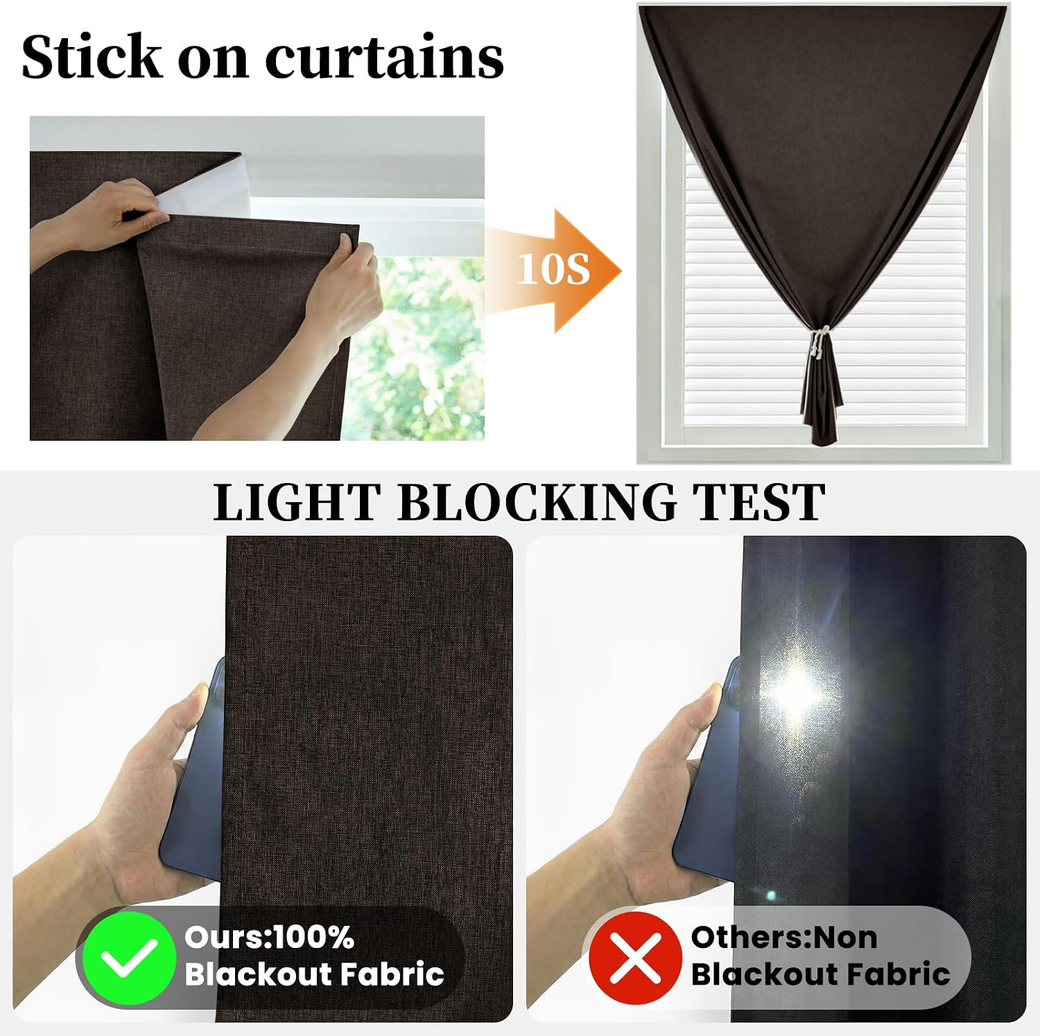 100% Blackout Curtains for Bedroom Stick On Curtains Window Shades Pull Down Blackout Window Cover No Drillng Self Adhesive Curtains No…