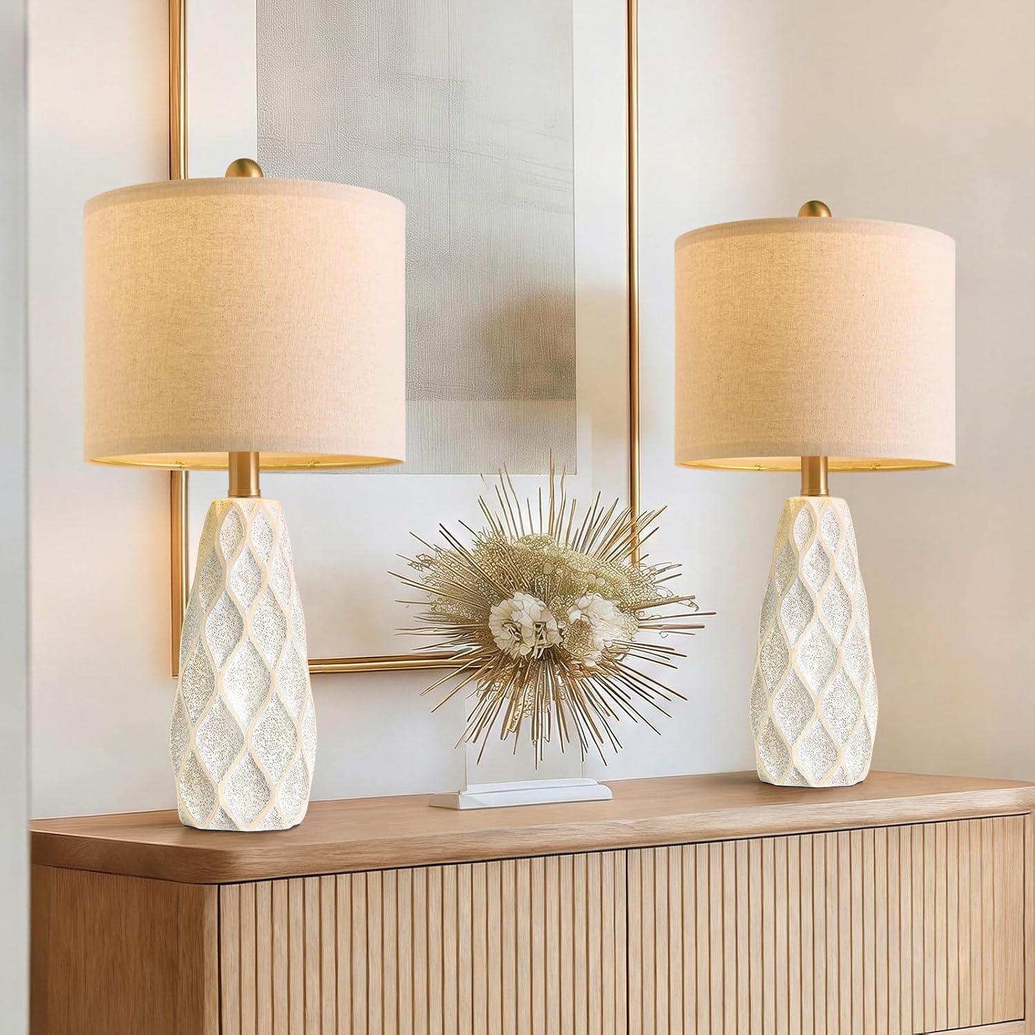 20.75" Small Table Lamps for Living Room Bedroom Lamps Set of 2 Ceramic Modern Boho Bedside Lamps Night Stands Farmhouse Vintage…