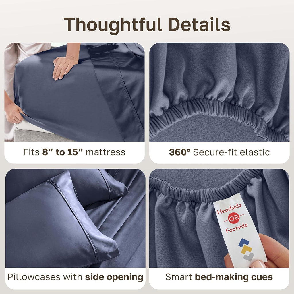 CaliforniaDesignDen California Design Den Soft 100% Cotton Split King Bed Sheets Set, 400 TC Good Housekeeping Award Winner, Smooth Sateen,…