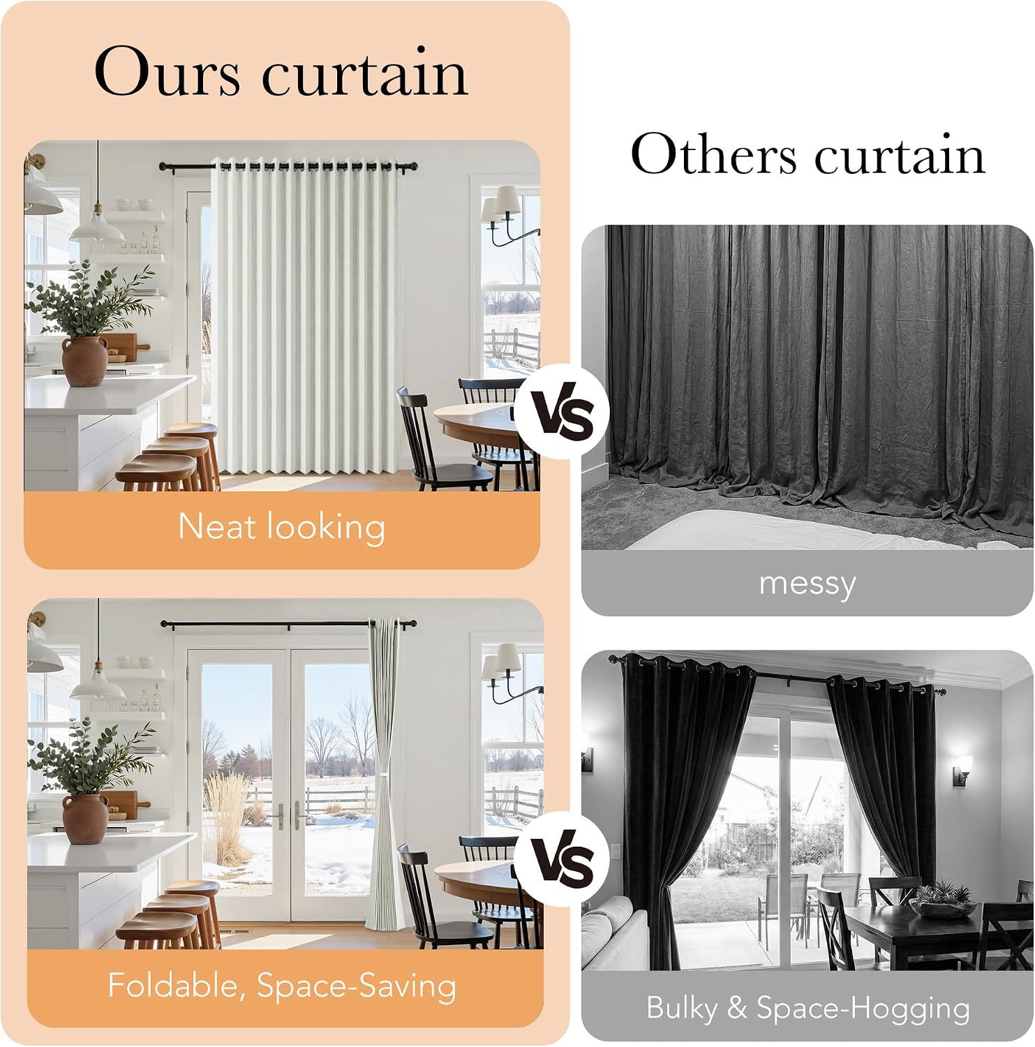 RYB HOME Accordion Style Room Divider Curtain-100% Blackout Folding Accordion Curtain for Sliding Glass Door/Bedroom, Privacy Assurd…
