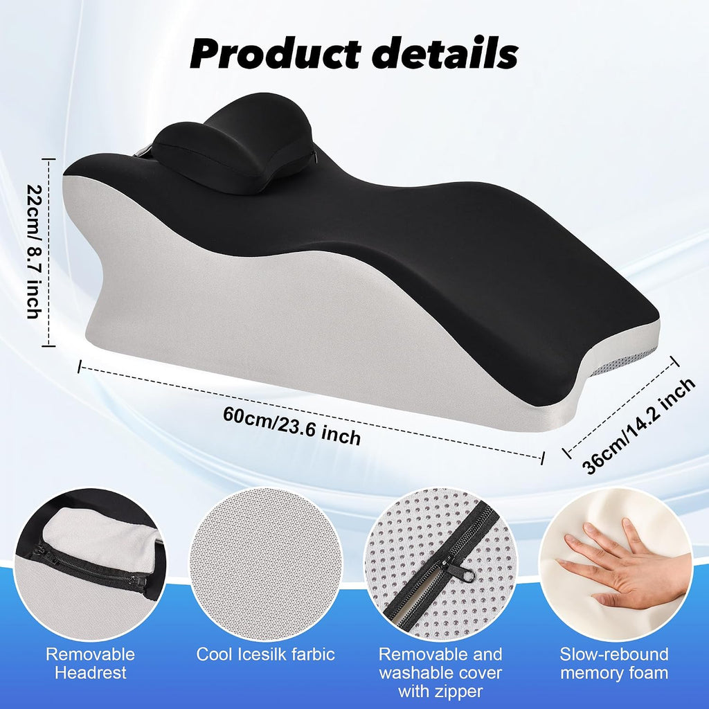 Aduken Reading Pillow for Bed, Adult Memory Foam Ergonomic Back Support Pillow for Sitting up, Prone Pillow Face Down Sleep, Wedge Pillow f…